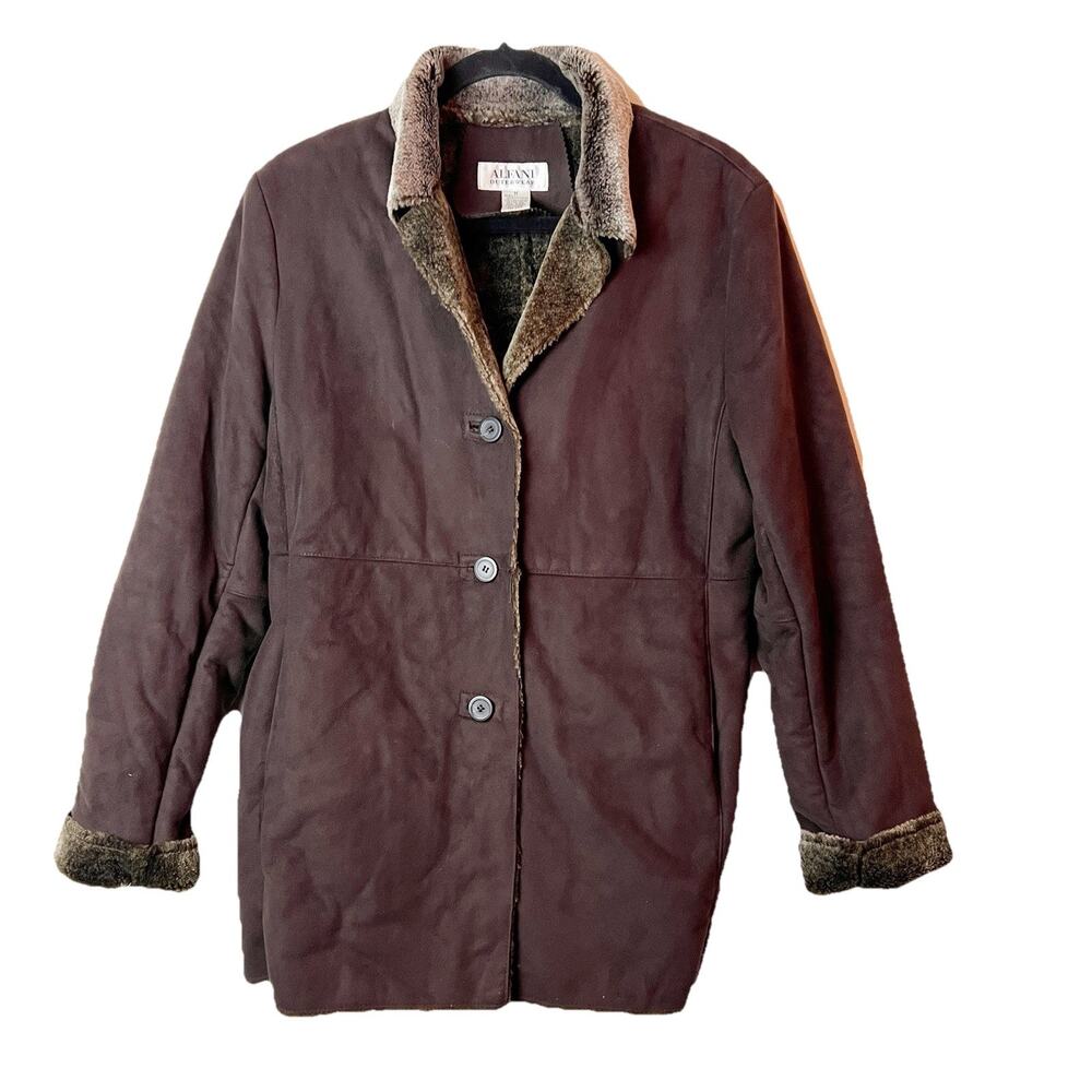 Faux Fur Women’s Alfani Faux Suede Chocolate Brown Coat Size M